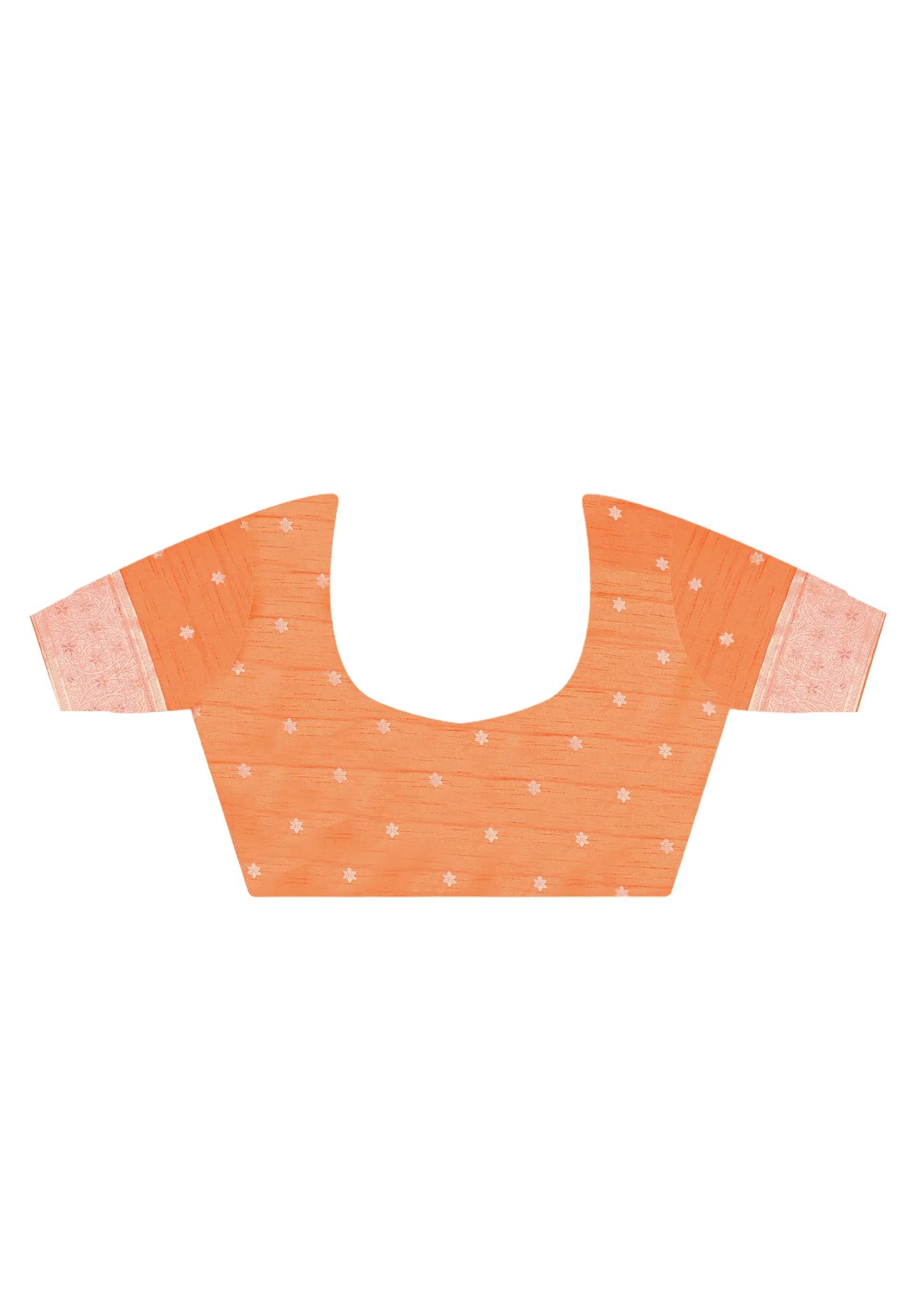 Rust Tussar Silk Saree with Blouse Piece - Adi Akshoy & Co.