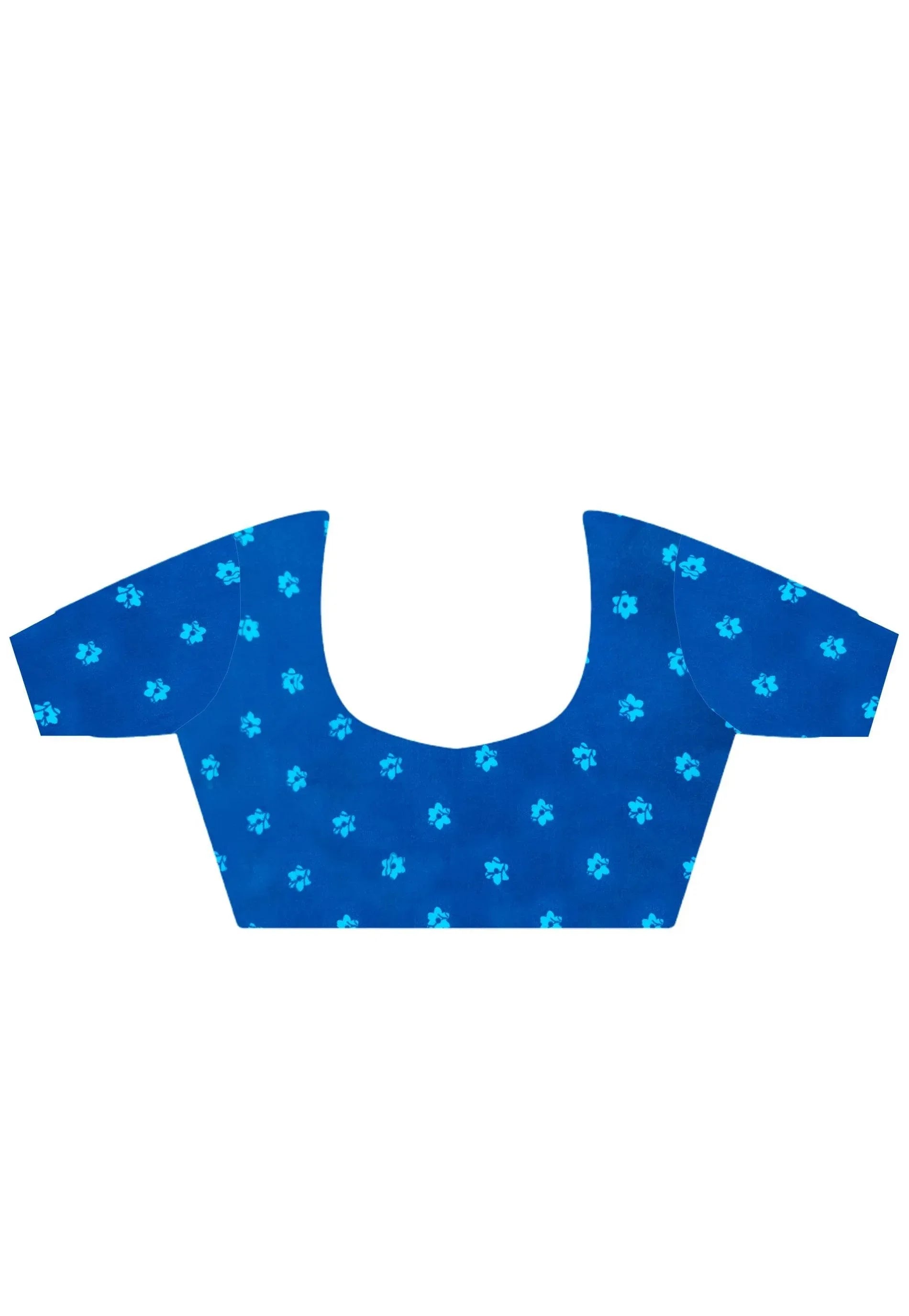 Navy Blue Ajrakh Print in Modal Silk Saree With Blouse Piece - Adi Akshoy & Co.