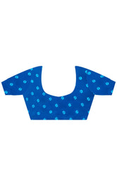 Navy Blue Ajrakh Print in Modal Silk Saree With Blouse Piece - Adi Akshoy & Co.