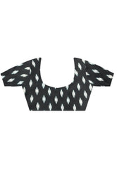 Black Ajrakh Print in Modal Silk Saree With Blouse Piece - Adi Akshoy & Co.