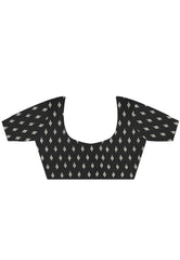 Black Ajrakh Print in Modal Silk Saree With Blouse Piece - Adi Akshoy & Co.