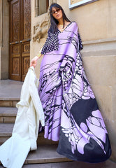 Mauve Modal Silk Saree With Blouse Piece - Adi Akshoy & Co.