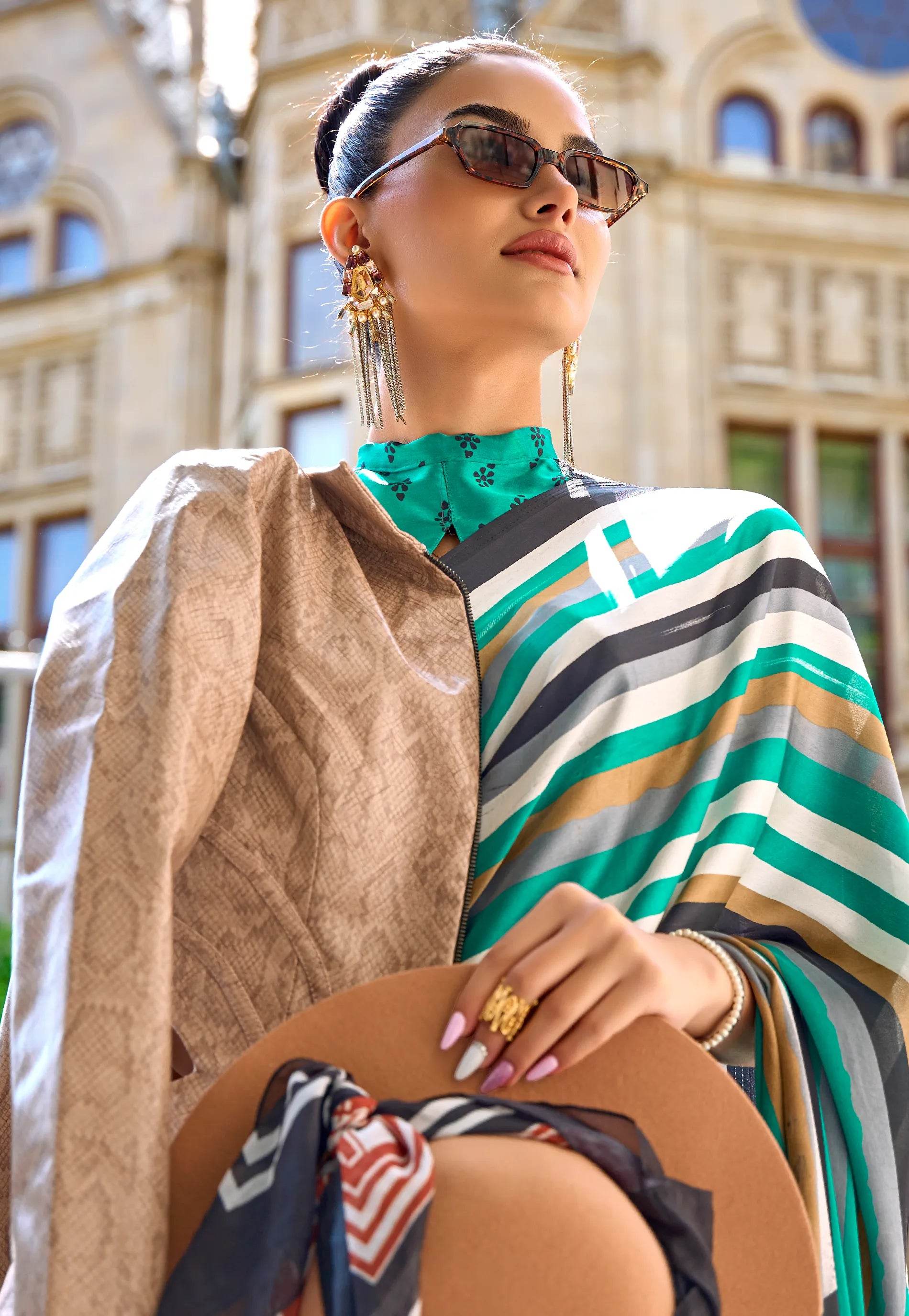 Rama Green Modal Silk Saree With Blouse Piece - Adi Akshoy & Co.