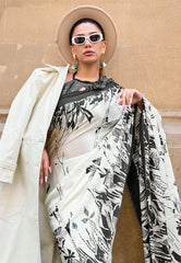 Ivory Modal Silk Saree With Blouse Piece - Adi Akshoy & Co.