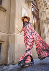 Peach Modal Silk Saree With Blouse Piece - Adi Akshoy & Co.