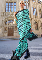 Sea Green Modal Silk Saree With Blouse Piece - Adi Akshoy & Co.