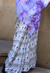 White Modal Silk Saree With Blouse Piece - Adi Akshoy & Co.