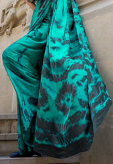 Rama Green Modal Silk Saree With Blouse Piece - Adi Akshoy & Co.