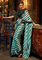 Sea Green Modal Silk Saree With Blouse Piece- Adi Akshoy & Co.