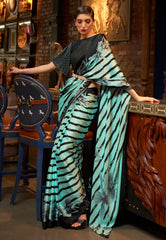 Sea Green Modal Silk Saree With Blouse Piece- Adi Akshoy & Co.