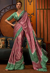 Dusty Pink Modal Silk Saree With Blouse Piece- Adi Akshoy & Co.