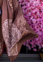 Brown Ajrakh Print Modal Silk Saree With Blouse Piece - Adi Akshoy & Co.