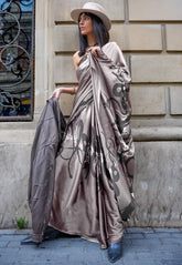 Mauve Modal Silk Saree With Blouse Piece- Adi Akshoy & Co.