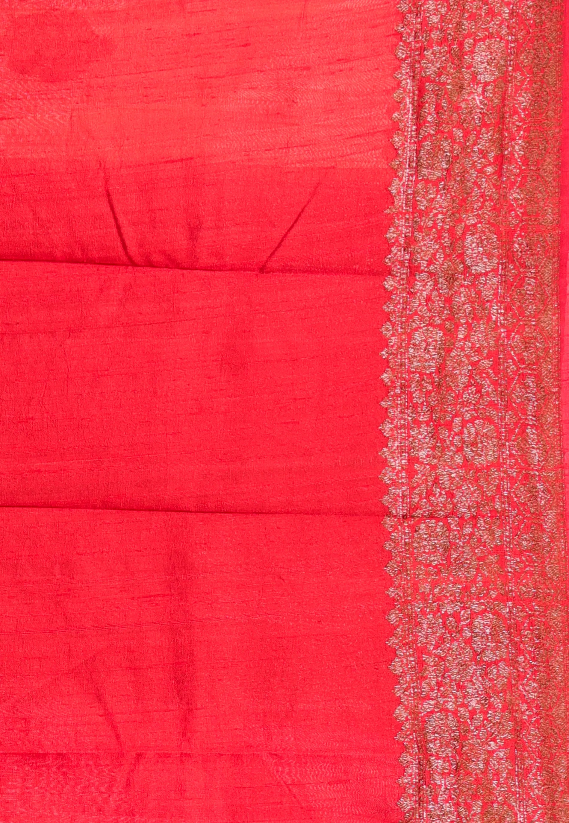 Tussar Colour with Red Border Pure Tussar with Blouse Piece - Adi Akshoy & Co.