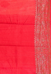 Tussar Colour with Red Border Pure Tussar with Blouse Piece - Adi Akshoy & Co.
