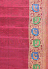 Golden Buti with Red Border Pure Gadwal Silk Saree With Blouse Piece - Adi Akshoy & Co.