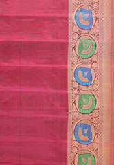 Golden Buti with Red Border Pure Gadwal Silk Saree With Blouse Piece - Adi Akshoy & Co.