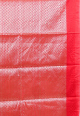 Off White with Red Border Katan Silk Saree With Blouse Piece - Adi Akshoy & Co.