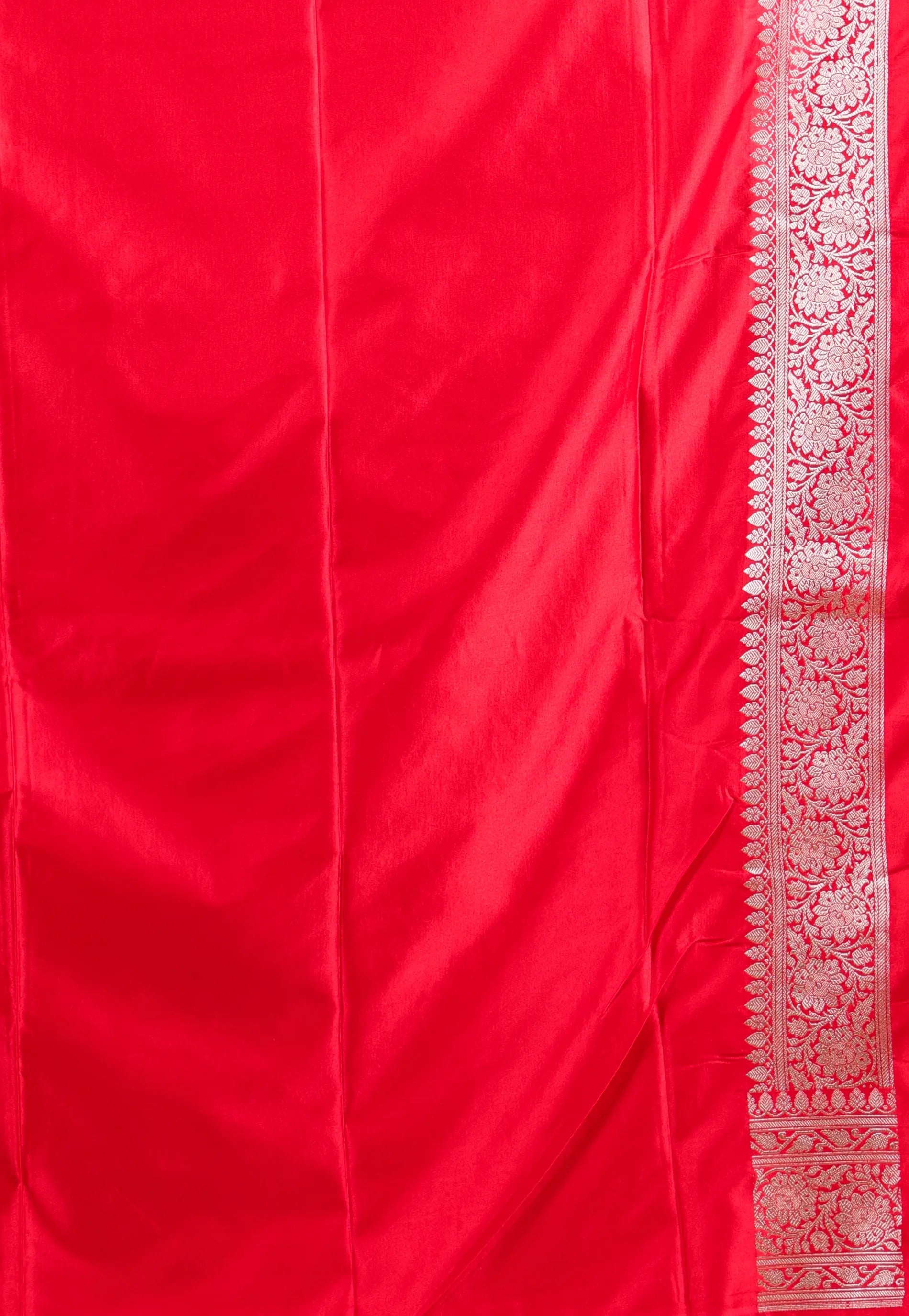 Off White with Red Border Katan Silk Saree With Blouse Piece - Adi Akshoy & Co.