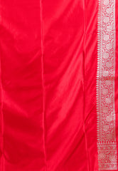 Off White with Red Border Katan Silk Saree With Blouse Piece - Adi Akshoy & Co.