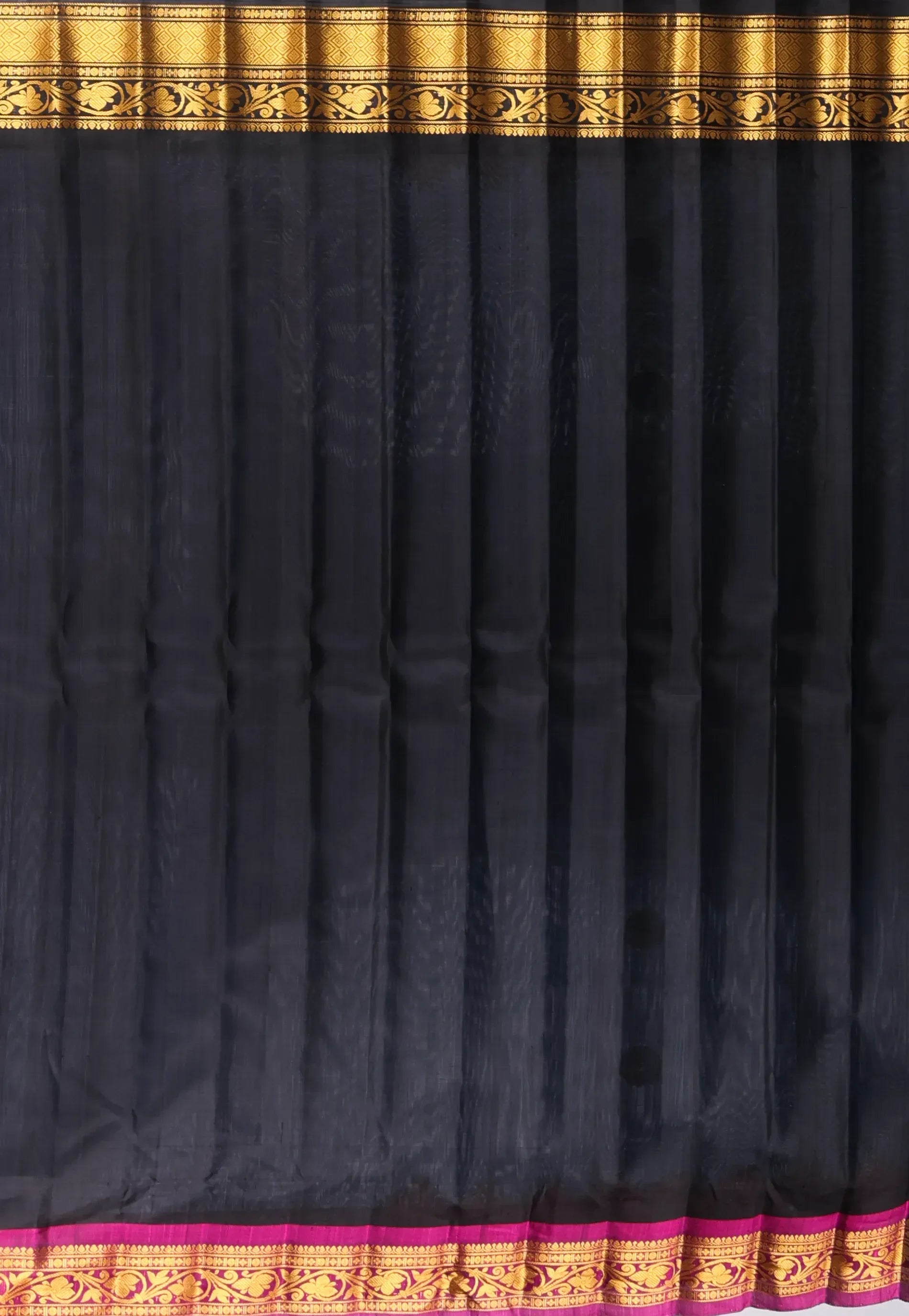 Aqua Blue with Golden Black Border Pure Gadwal Silk Saree With Blouse Piece - Adi Akshoy & Co.