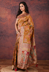 Cross Brown Kani Silk Saree With Blouse Piece - Adi Akshoy & Co.