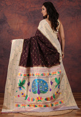 Maroon Pure Paithani Silk Saree With Blouse Piece - Adi Akshoy & Co.