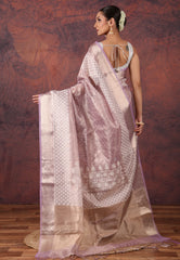 Light Purple Tissue Kantha Silk Saree With Blouse Piece - Adi Akshoy & Co.