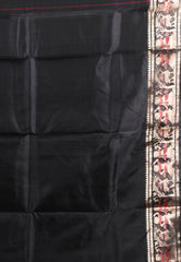 Black Baluchari with Zari work Pure Silk Saree with Blouse Piece - Adi Akshoy & Co.