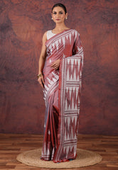 Cross Brown Kantha Silk Saree With Blouse Piece - Adi Akshoy & Co.