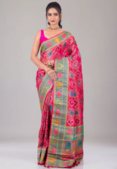 Rani Pink Kani Silk Saree With Blouse Piece - Adi Akshoy & Co.
