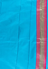 Feroza Blue Kanjivaram Silk Saree With Blouse Piece - Adi Akshoy & Co.