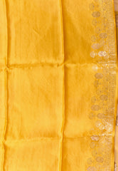 Mustard Yellow Mashru Silk Saree with Blouse Piece - Adi Akshoy & Co.