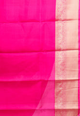 Cream White with Rani Border Pure Kanjivaram Silk Saree With Blouse Piece - Adi Akshoy & Co.