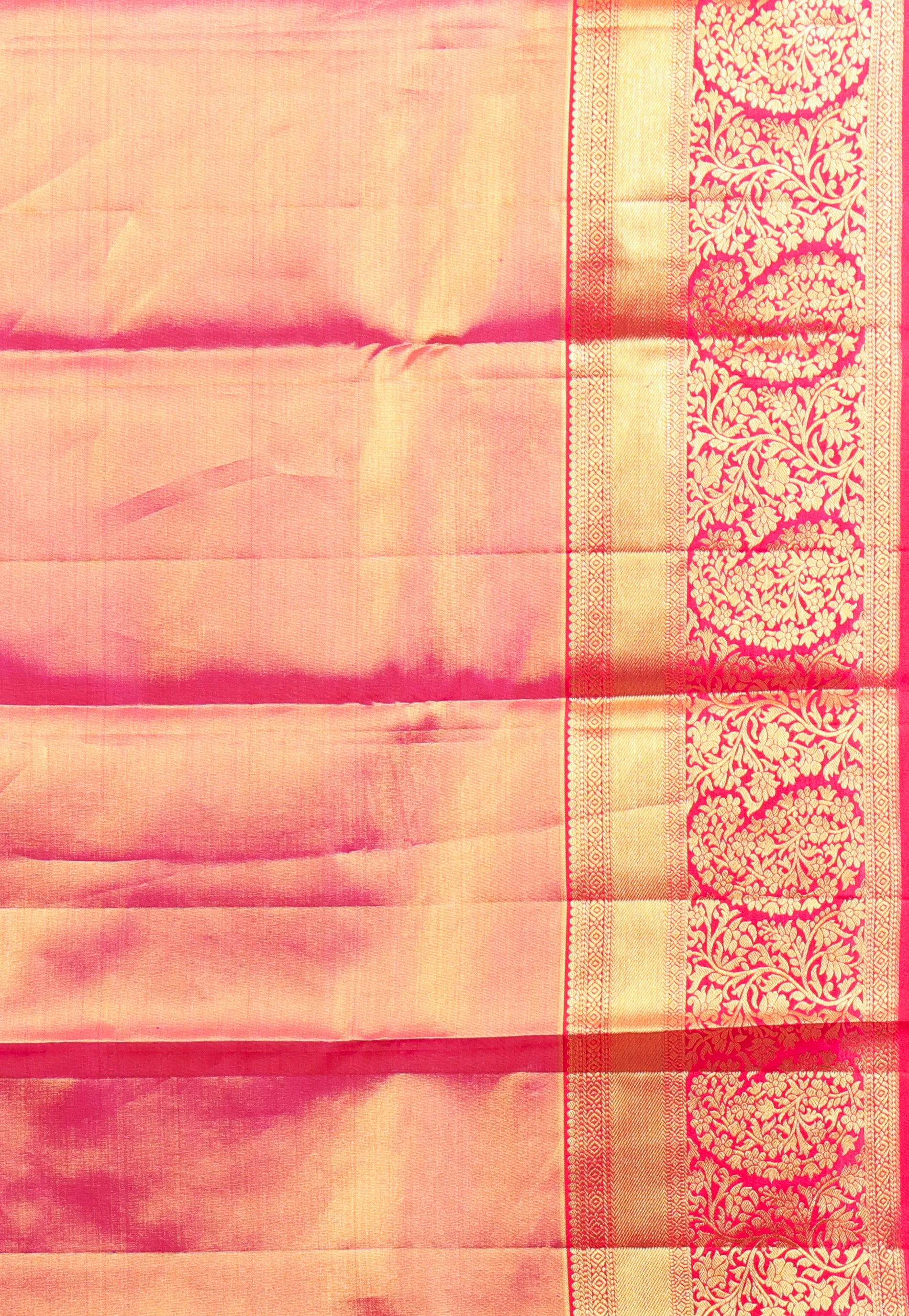 Light Pink with Golden Rani Zari work Border Tissue Kanjivaram Pure Silk Saree With Blouse Piece