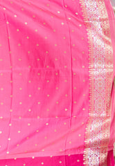 Beige with Rani Border Mashru Silk Saree with Blouse Piece - Adi Akshoy & Co.