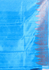 Feroza Blue Pure Tussar Silk with Blouse Piece - Adi Akshoy & Co.