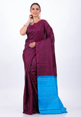Magenta Pure Kanjivaram Silk Saree With Blouse Piece - Adi Akshoy & Co.