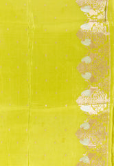 Lime Green Mashru Silk Saree with Blouse Piece - Adi Akshoy & Co.