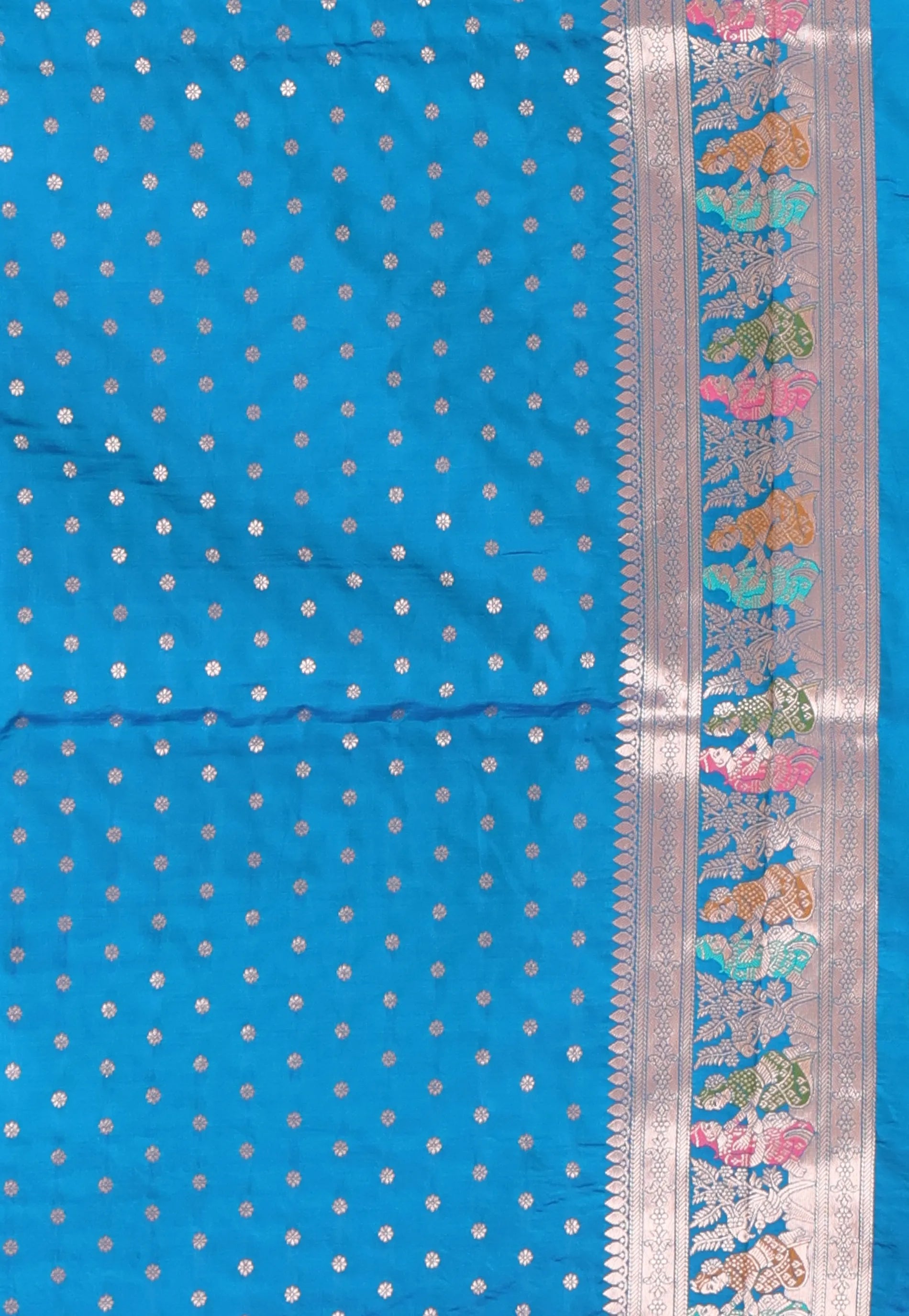 Feroza Blue Baluchari Silk Saree with Blouse Piece - Adi Akshoy & Co.