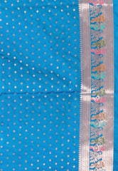 Feroza Blue Baluchari Silk Saree with Blouse Piece - Adi Akshoy & Co.