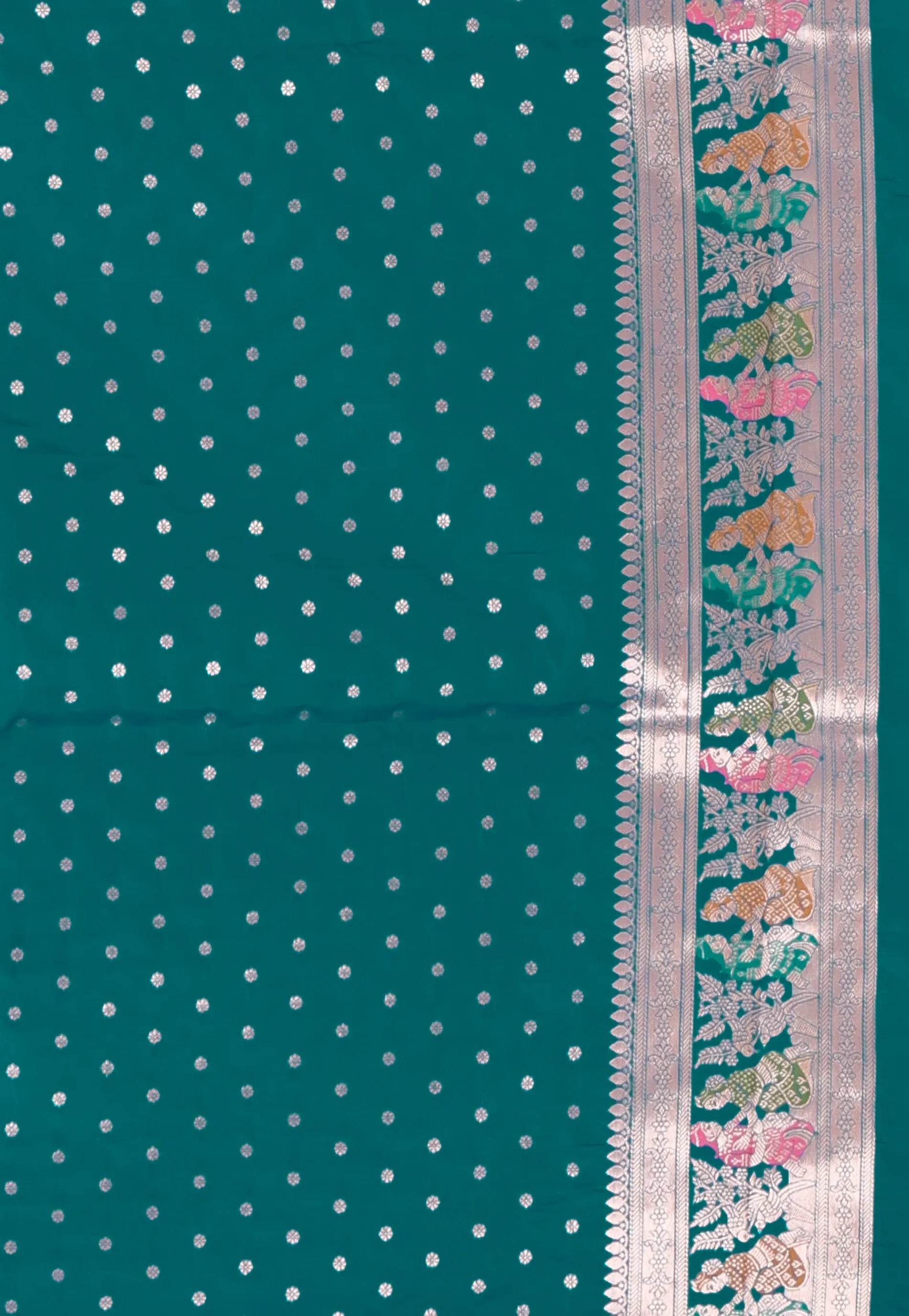 Feroza Blue Baluchari Silk Saree with Blouse Piece - Adi Akshoy & Co.