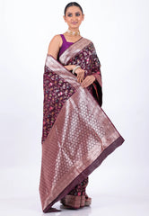 Magenta Katan Silk Saree With Blouse Piece - Adi Akshoy & Co.