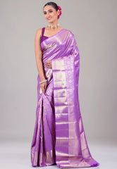 Mauve Pure Kanjivaram Silk Saree With Blouse Piece - Adi Akshoy & Co.