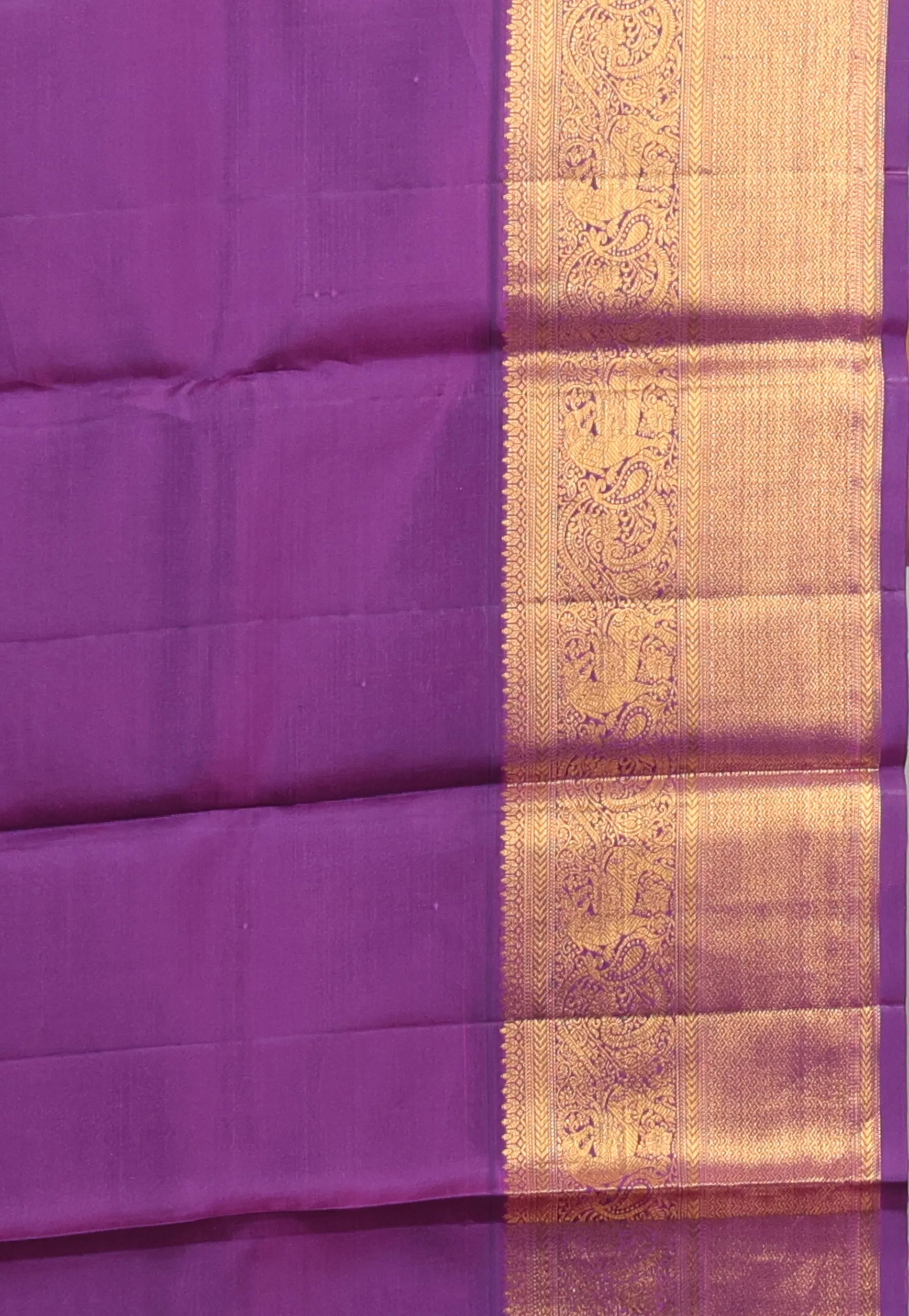 Rani Pink with Purple Border Pure Kanjivaram Silk Saree With Blouse Piece - Adi Akshoy & Co.