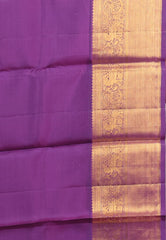 Rani Pink with Purple Border Pure Kanjivaram Silk Saree With Blouse Piece - Adi Akshoy & Co.