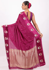 Magenta Mashru Silk Saree With Blouse Piece - Adi Akshoy & Co.