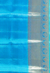 Turquoise Blue Pure Kanjivaram Silk Saree With Blouse Piece - Adi Akshoy & Co.