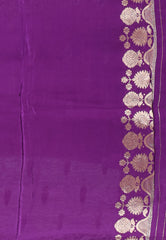 Purple with Golden Silver Zari Work Mashru Silk Saree with Blouse Piece - Adi Akshoy & Co.