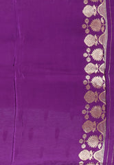 Purple with Golden Silver Zari Work Mashru Silk Saree with Blouse Piece - Adi Akshoy & Co.
